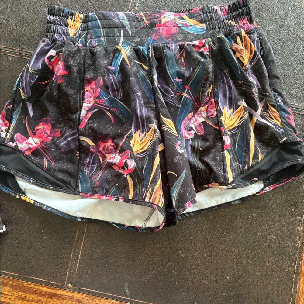 lululemon athletica Black Floral Athletic Shorts